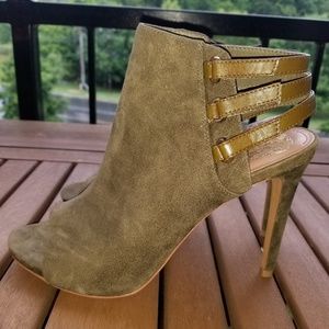 Olive green open toe slingback